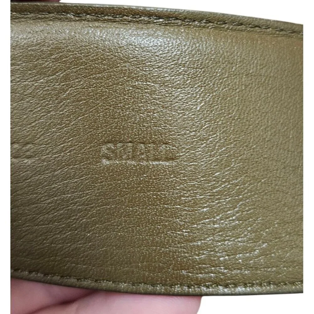 Charter Club Belt Genuine Green Leather Gold Tone Prong Women's Size S